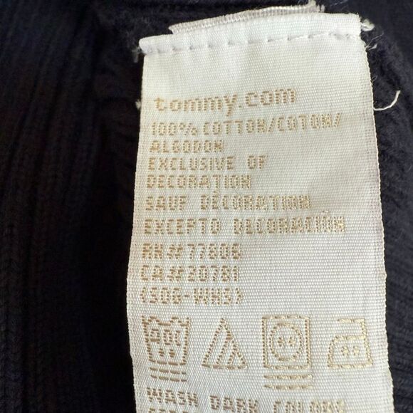 Tommy Hilfiger vintage Sweater Women Navy Blue 1/4 Zip Rib Pullover sz XL cotton - Picture 3 of 5